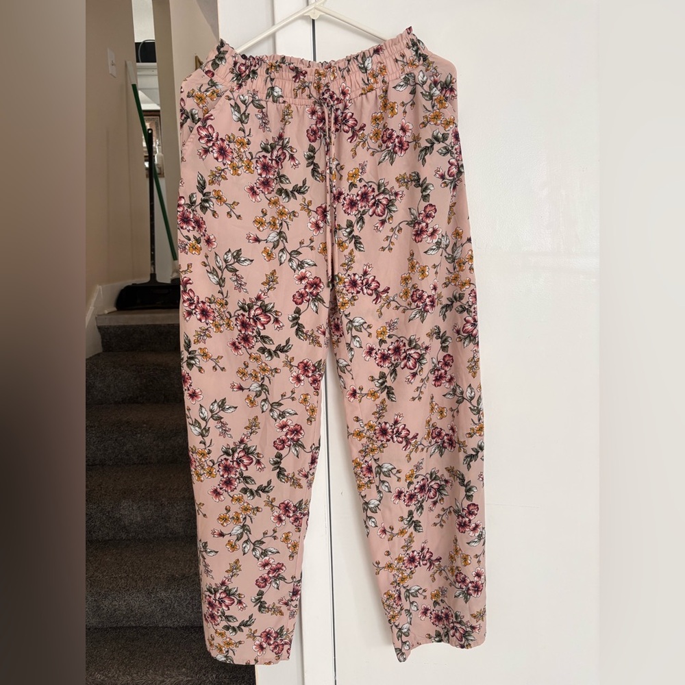 Joe Benbasset Floral Pants in Pink and Red